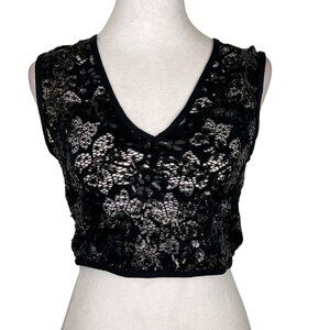 Y2K Mesh Sequin Top XS Sheer Fairy Grunge Witchy Whimsigoth Rave Indie Black